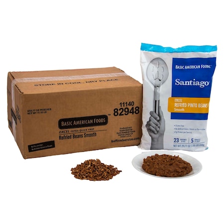 Baf Santiago Basic American Foods Santiago Smooth Refried Beans 29.77 oz. Bag, PK6 82948